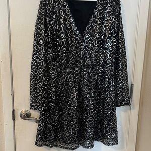 Boohoo Plus Black and Silver Sequin Mini Dress